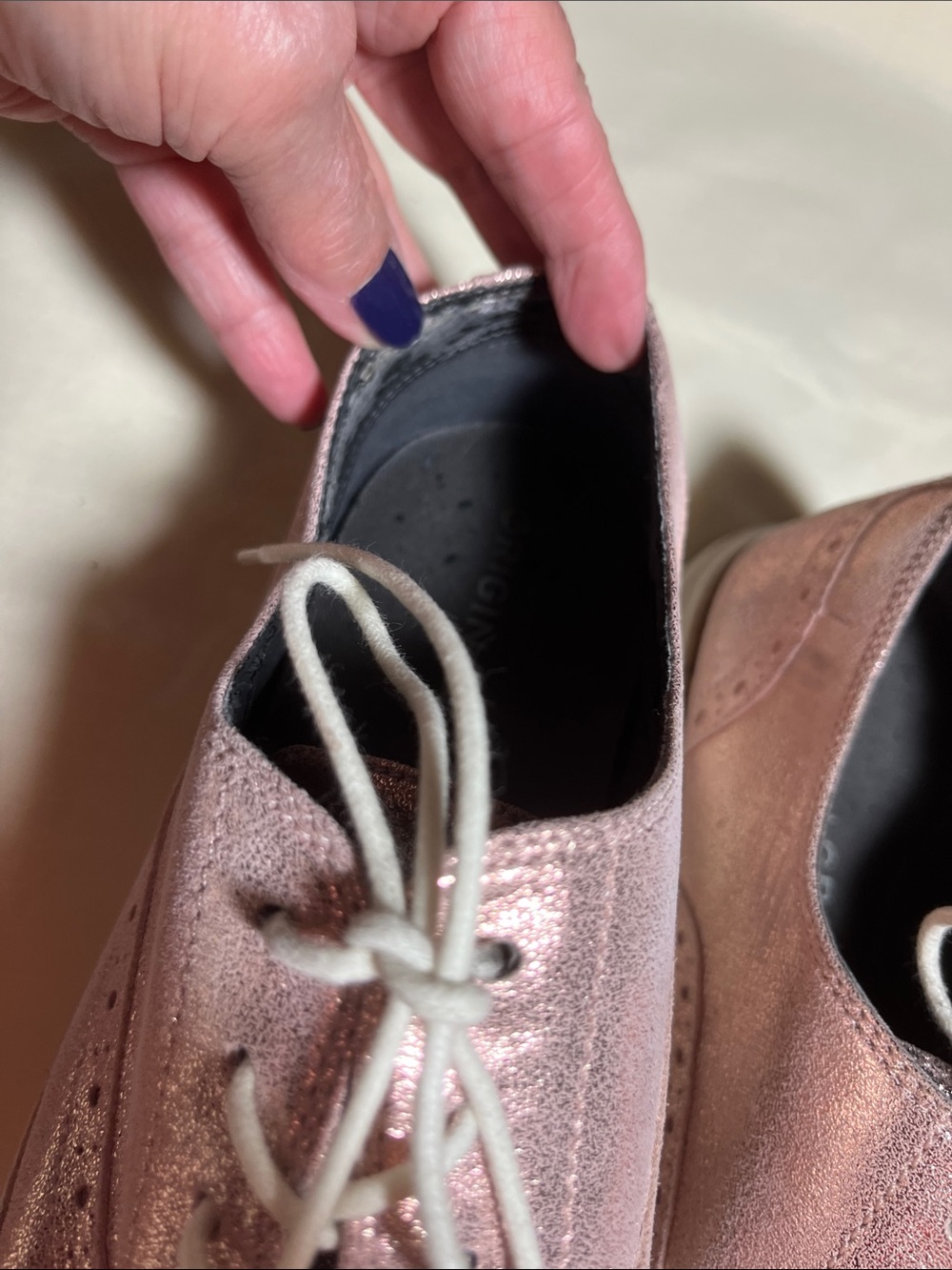 Cole Haan Metallic Rose Lace-Up Oxfords with White Laces - Picture 9 of 9